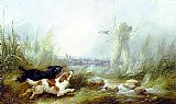 George Armfield Canvas Paintings - Spaniels Putting Up a Mallard